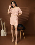 Pink Solid Top With Skirt Co-Ords Set