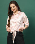 Women Opaque Striped Casual Buttoned Top