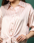 Women Opaque Striped Casual Buttoned Top