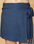 Blue Solid Top With Skirt Co-Ords Set