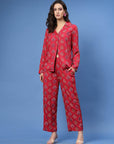 Red & Blue Ethnic Motifs Printed Shirt & Trouser