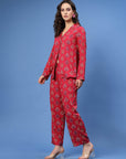 Red & Blue Ethnic Motifs Printed Shirt & Trouser