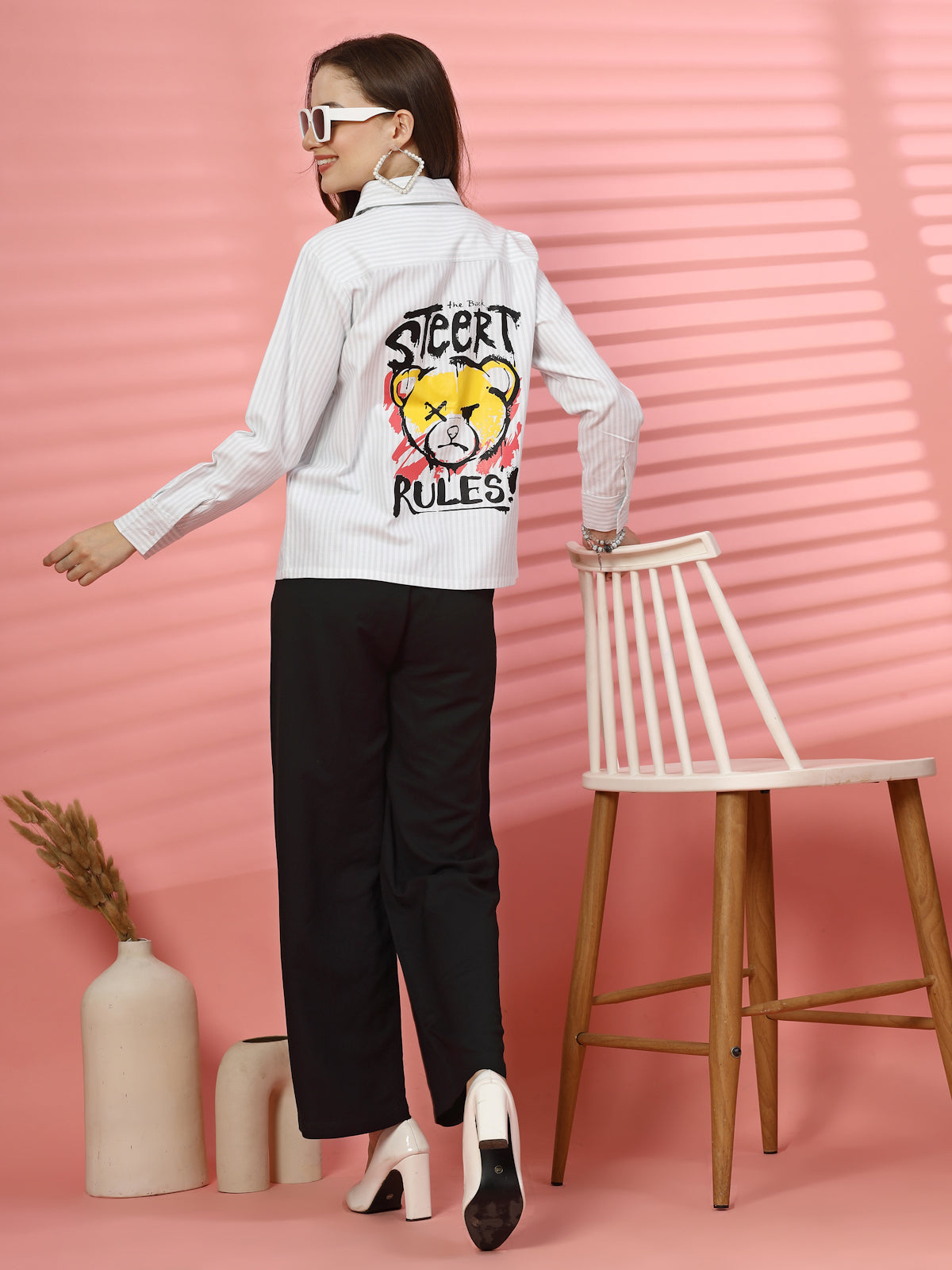 Women Opaque Striped Casual Buttoned Top