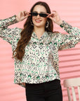 Women Opaque Printed Casual Buttoned Top