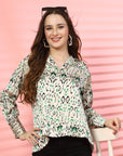 Women Opaque Printed Casual Buttoned Top