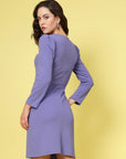 Purple Square Neck Puff Sleeve Sheath Dress