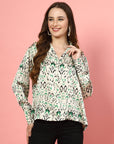 Women Opaque Printed Casual Buttoned Top
