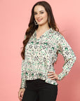 Women Opaque Printed Casual Buttoned Top