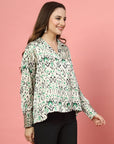 Women Opaque Printed Casual Buttoned Top