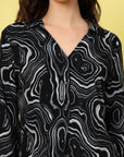 Black & Grey Abstract Printed Shirt Collar Shirt With Trousers