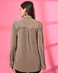 Women Spread Collar Casual Buttoned Top