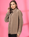 Women Spread Collar Casual Buttoned Top