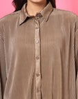 Women Spread Collar Casual Buttoned Top