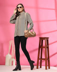 Women Spread Collar Casual Buttoned Top