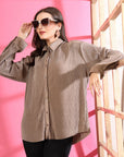 Women Spread Collar Casual Buttoned Top