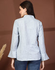 Women Opaque Striped Casual Buttoned Top