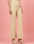 Women Beige Bootcut Regular Fit High-Rise Trouser