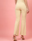 Women Beige Bootcut Regular Fit High-Rise Trouser