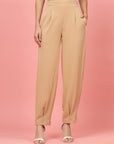 Women Nude Regular Fit Pleated Trousers