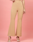Women Nude Bootcut Regular Fit High-Rise Trouser