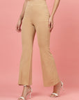 Women Nude Bootcut Regular Fit High-Rise Trouser