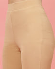Women Nude Bootcut Regular Fit High-Rise Trouser