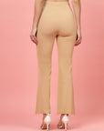 Women Nude Bootcut Regular Fit High-Rise Trouser