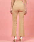 Women Nude Bootcut Regular Fit High-Rise Trouser