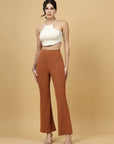 Women Rust Bootcut Regular Fit High-Rise Trouser