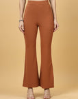 Women Rust Bootcut Regular Fit High-Rise Trouser