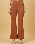 Women Rust Bootcut Regular Fit High-Rise Trouser