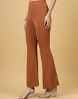 Women Rust Bootcut Regular Fit High-Rise Trouser