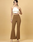Women Brown Bootcut Regular Fit High-Rise Trouser