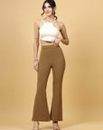 Women Brown Bootcut Regular Fit High-Rise Trouser