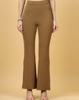 Women Brown Bootcut Regular Fit High-Rise Trouser