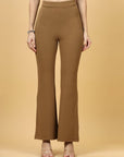 Women Brown Bootcut Regular Fit High-Rise Trouser