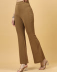 Women Brown Bootcut Regular Fit High-Rise Trouser
