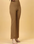 Women Brown Bootcut Regular Fit High-Rise Trouser