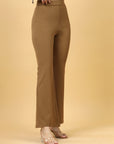 Women Brown Bootcut Regular Fit High-Rise Trouser