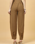 Women Brown Regular Fit Mid-Rise Pleated Trouser