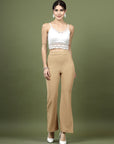 Women Nude Bootcut Regular Fit High-Rise Trouser