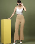 Women Nude Bootcut Regular Fit High-Rise Trouser