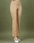Women Nude Bootcut Regular Fit High-Rise Trouser
