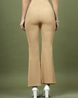 Women Nude Bootcut Regular Fit High-Rise Trouser