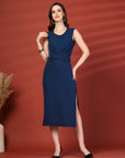 Women Sheath Midi Sleeveless Dress
