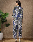 Blue Printed Shirt With Trousers