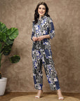 Blue Printed Shirt With Trousers