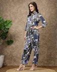 Blue Printed Shirt With Trousers