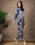 Blue Printed Shirt With Trousers