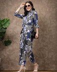 Blue Printed Shirt With Trousers